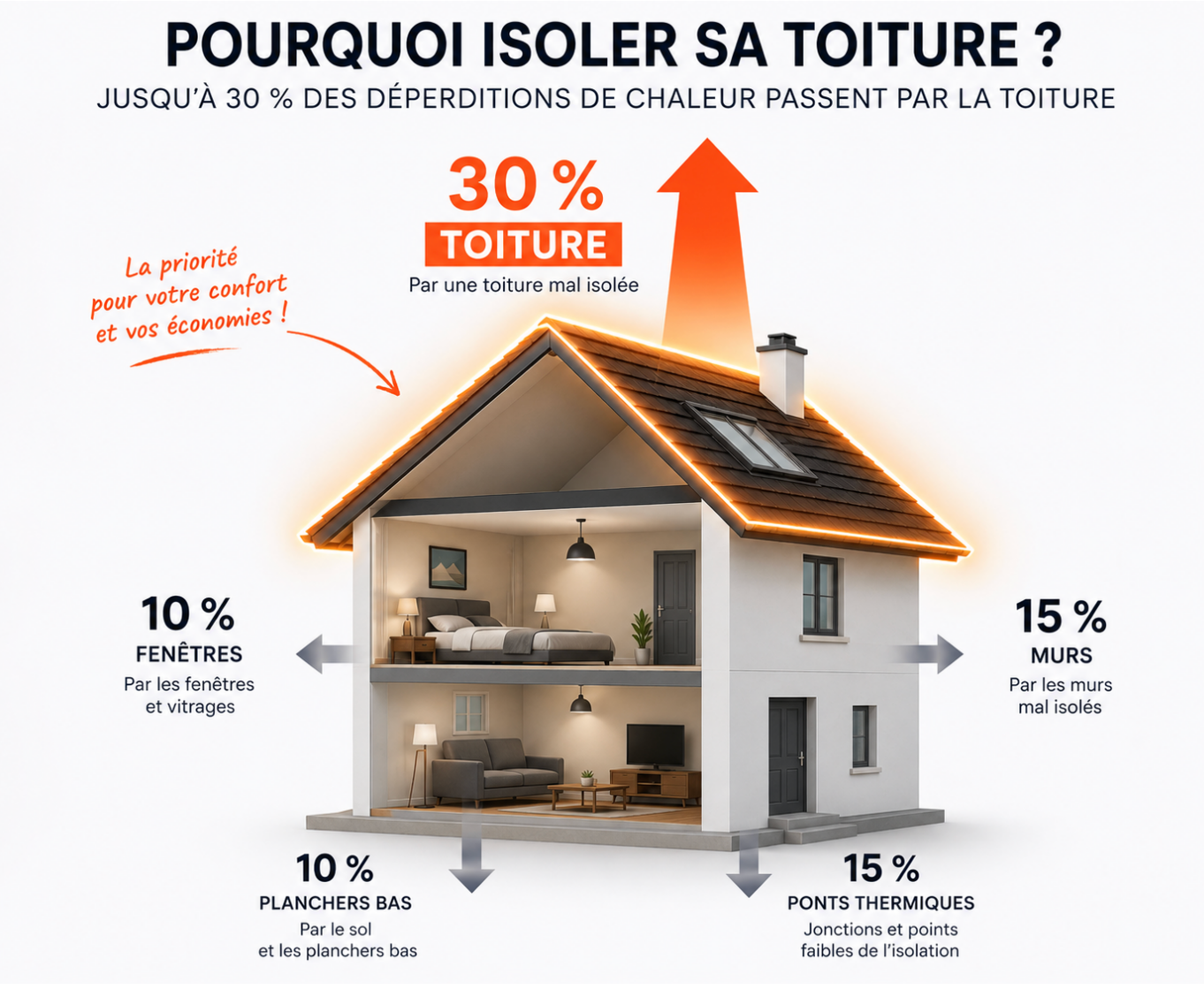Toiture mal isolée à reprendre
